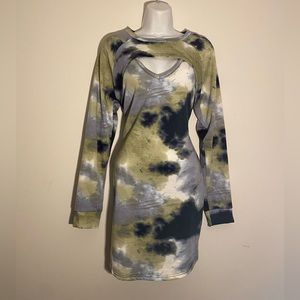 Green & blue cut out sweater & dress